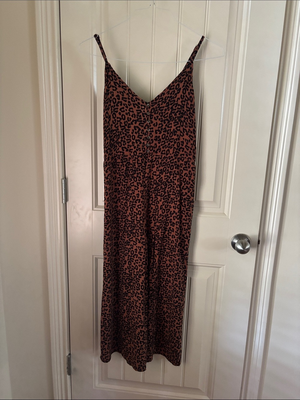 American Eagle Outfitters Brown Leopard Print Jumpsuit wide leg